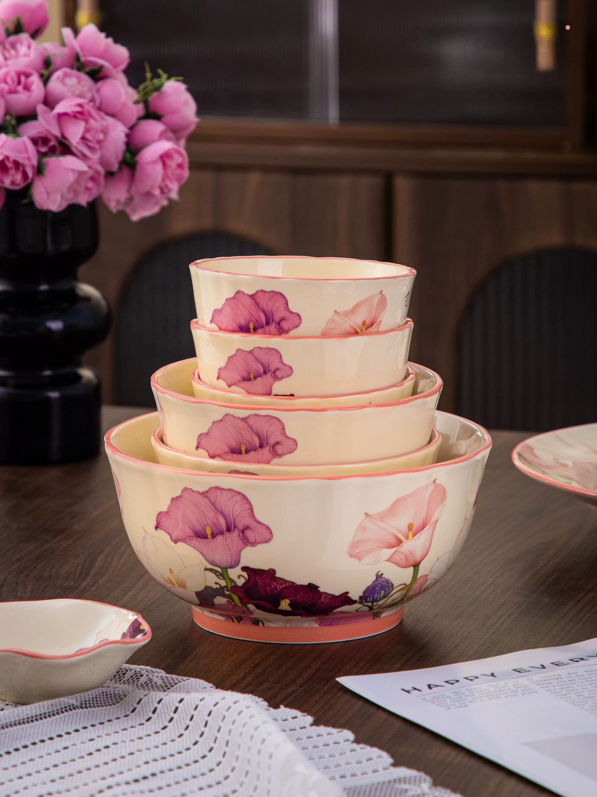 Floral Ceramic Dinnerware Set detail 3