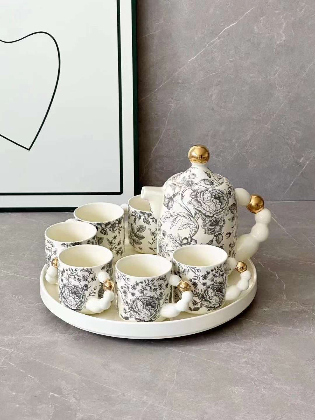 Floral Ceramic Tea Service Set detail 2