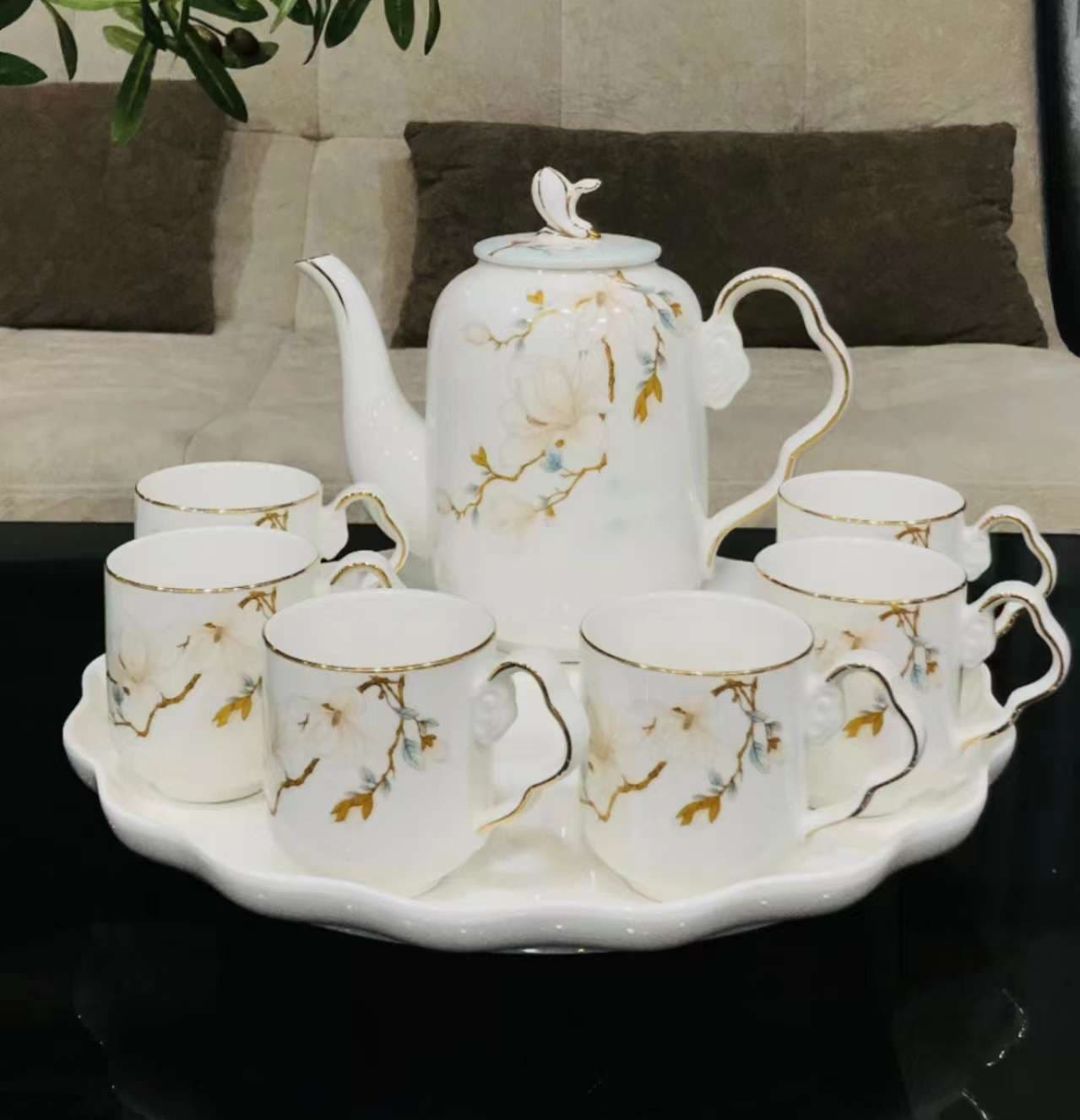 Floral Ceramic Tea Service Set detail 4