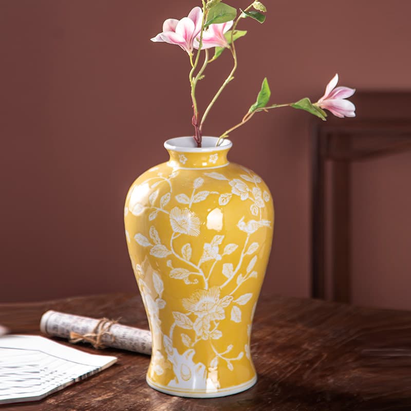 Sunlit Yellow Ceramic Vase detail 4