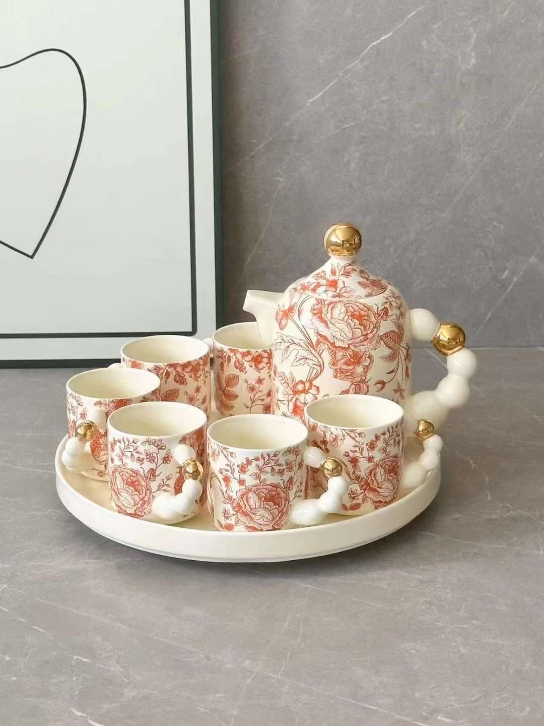 Floral Ceramic Tea Service Set