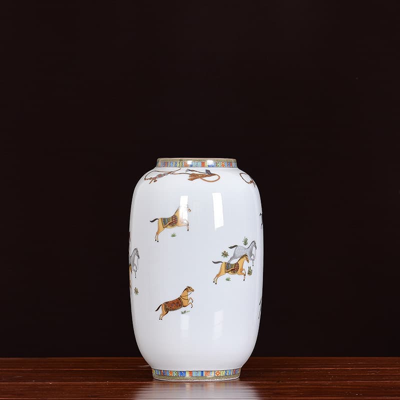 Horse Pattern Ceramic Vase detail 3