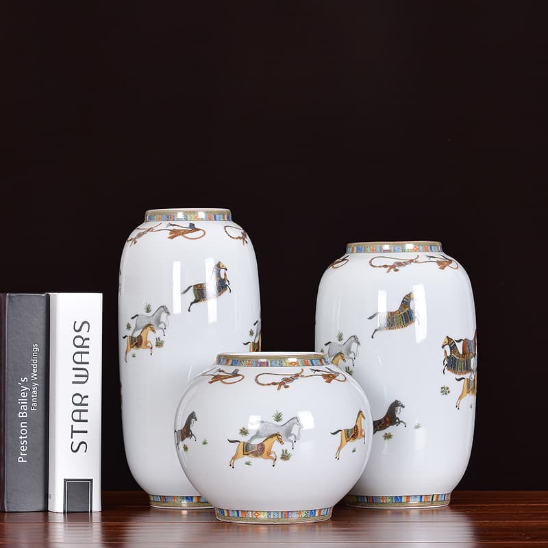 Horse Pattern Ceramic Vase