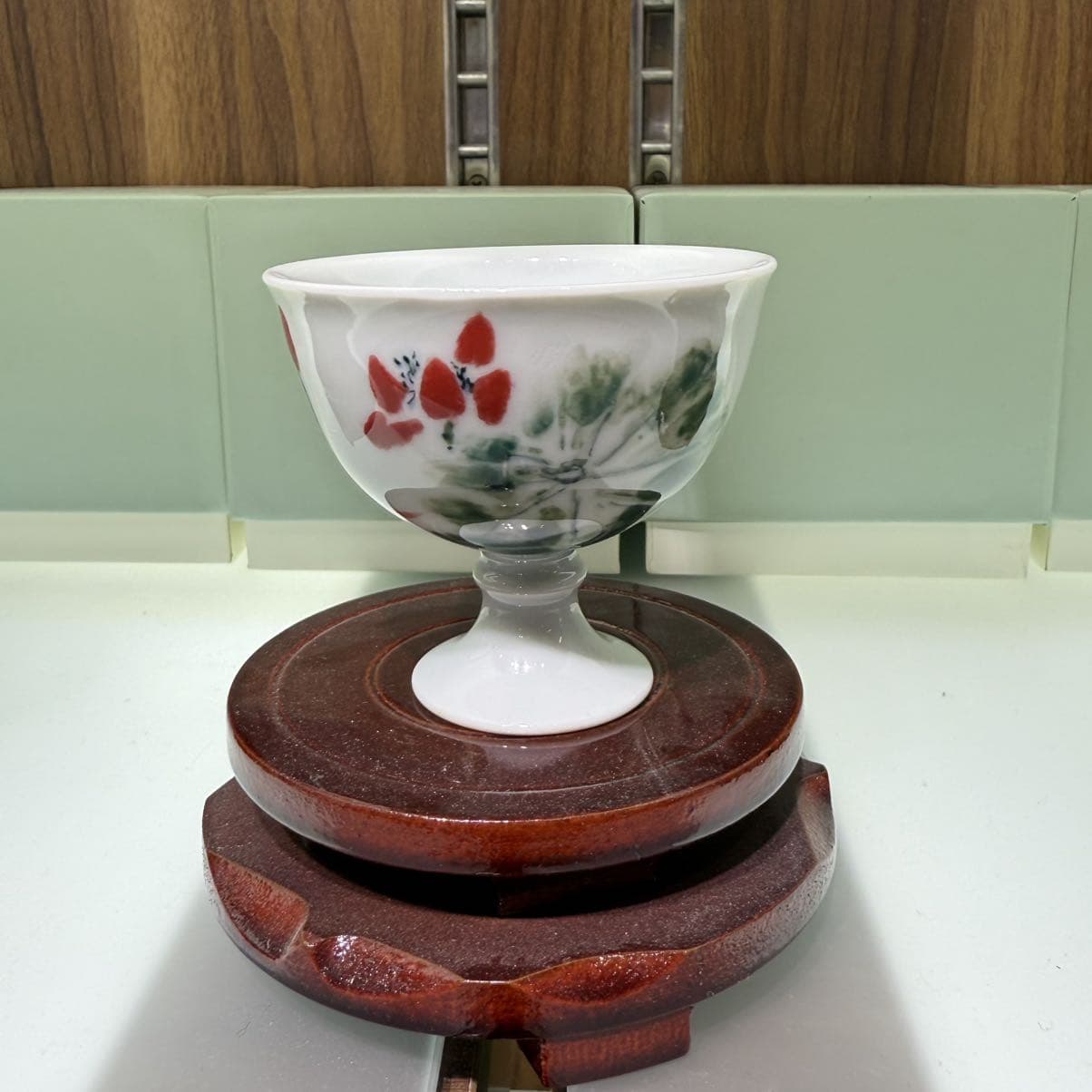 Lotus Stem Hand-Painted Tea Cup