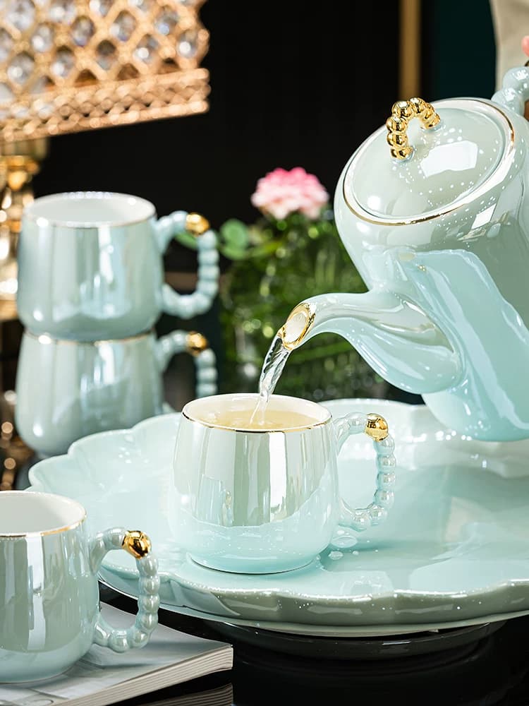 Pearl Blue Ceramic Pitcher Set detail 2