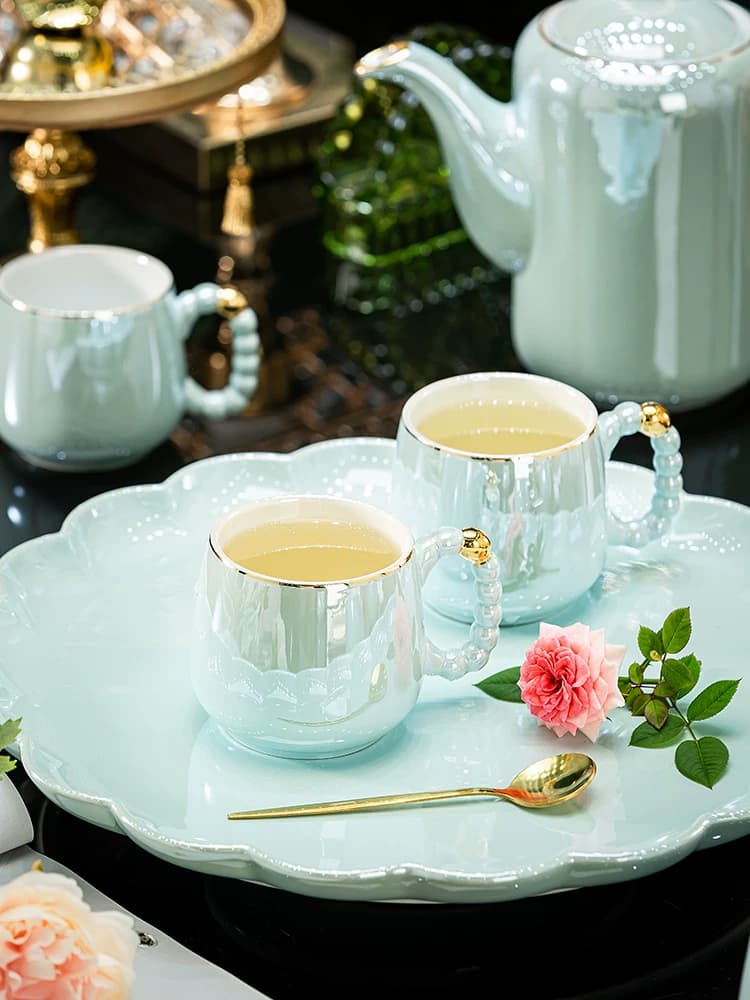 Pearl Blue Ceramic Pitcher Set detail 4