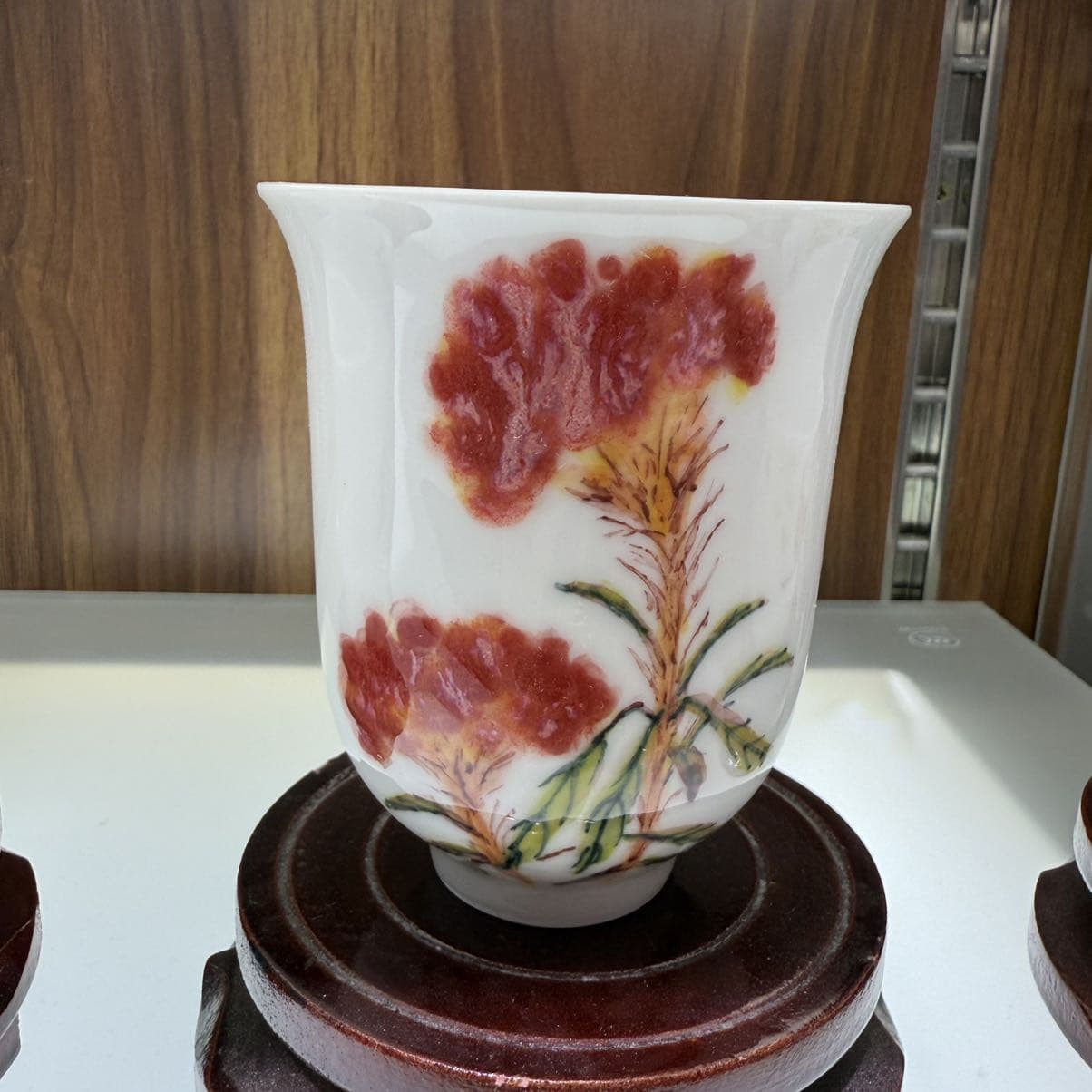 Red Bloom Hand-Painted Tea Cup detail 2