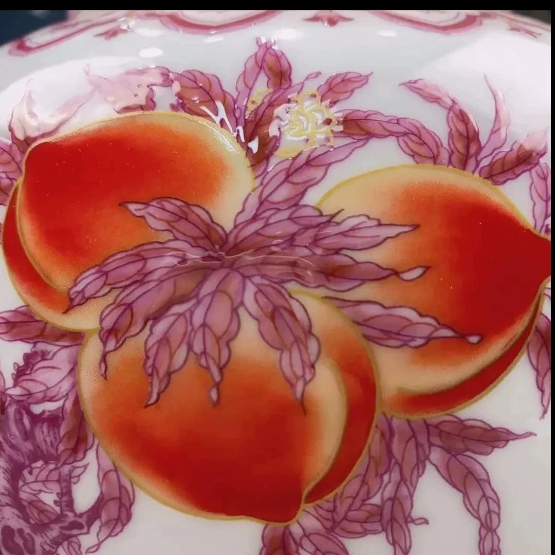 Red Floral Ceramic Display Vase detail 2
