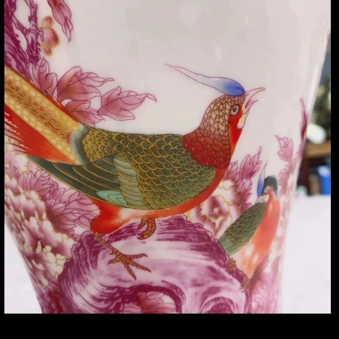 Red Floral Ceramic Display Vase detail 3